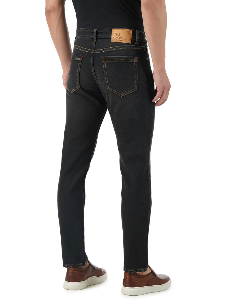 inkd جينز رجالي عادي - متوسط الارتفاع | مزيج القطن | قماش قابل للتمدد | غرزة التباين | تصميم كلاسيك 5 بوكت